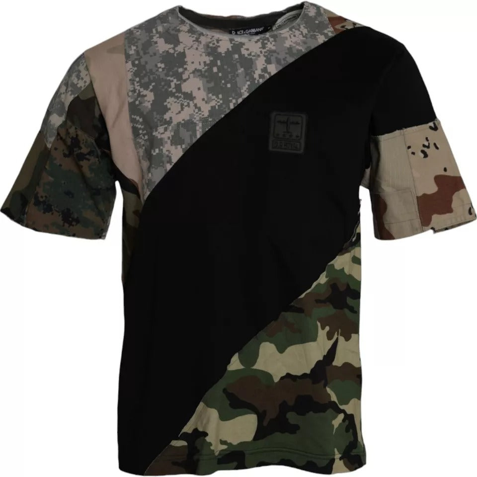 Dolce &amp; Gabbana Sample Sale Dolce &amp; Gabbana Multicolor Camouflage Cotton Round Neck Men T-shirt - | Designer outlet