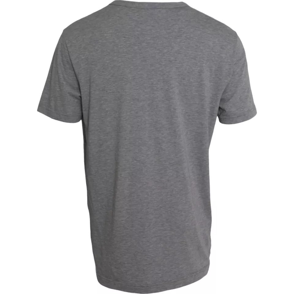 Dolce &amp; Gabbana Sample Sale Dolce &amp; Gabbana Gray Graphic Print Cotton Round Neck T-shirt - | Designer outlet