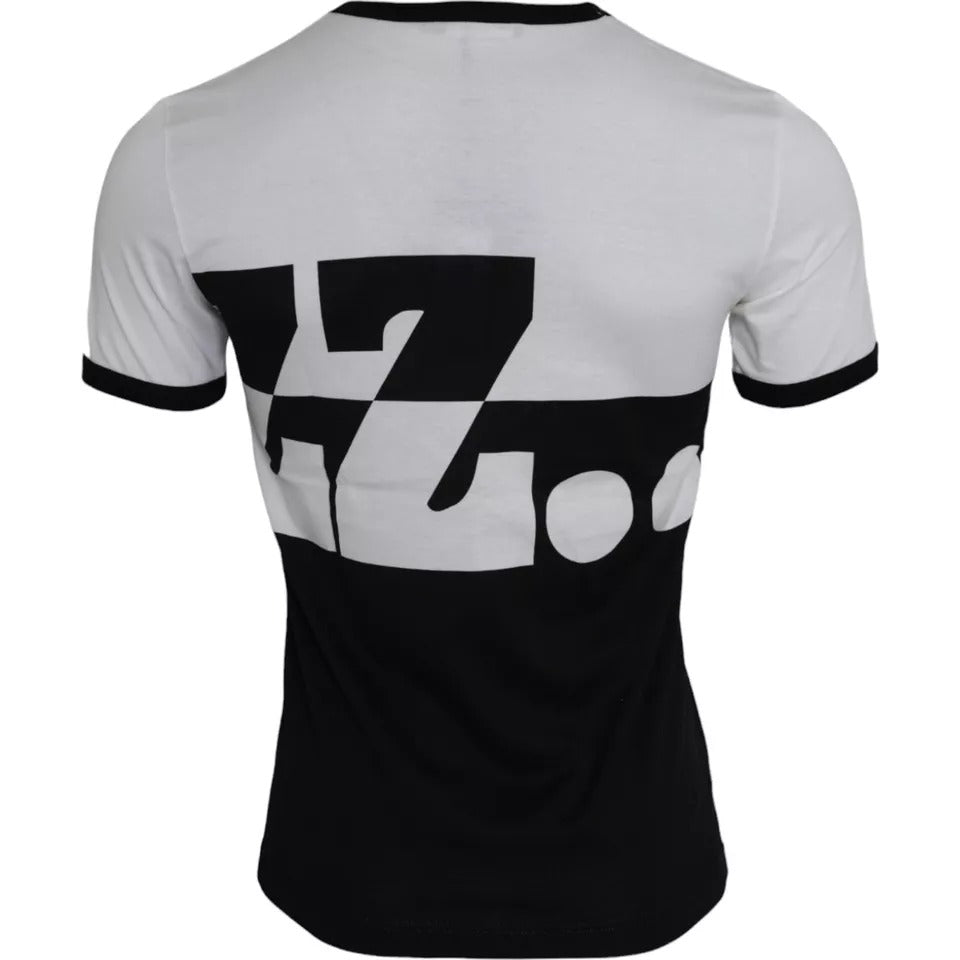 Dolce &amp; Gabbana Black White Jazz Print Cotton Short Sleeves T-shirt by Dolce &amp; Gabbana outlet now on sale