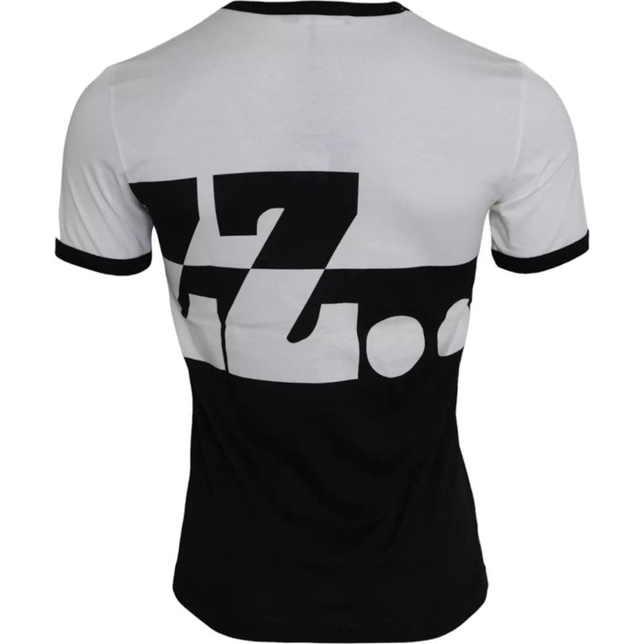 Dolce &amp; Gabbana Black White Jazz Print Cotton Short Sleeves T-shirt by Dolce &amp; Gabbana outlet now on sale