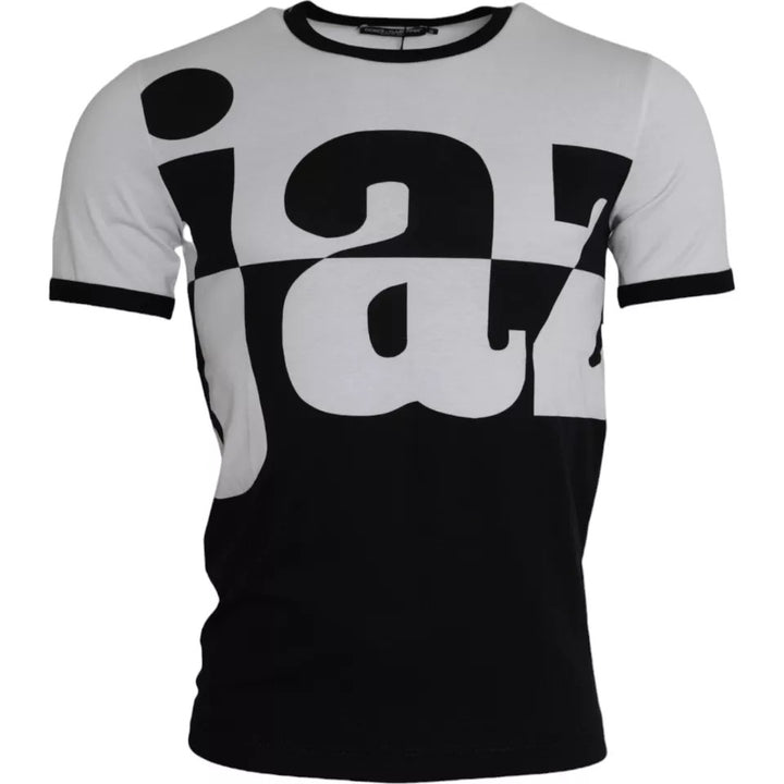 Dolce &amp; Gabbana Sample Sale Dolce &amp; Gabbana Black White Jazz Print Cotton Short Sleeves T-shirt - | Designer outlet