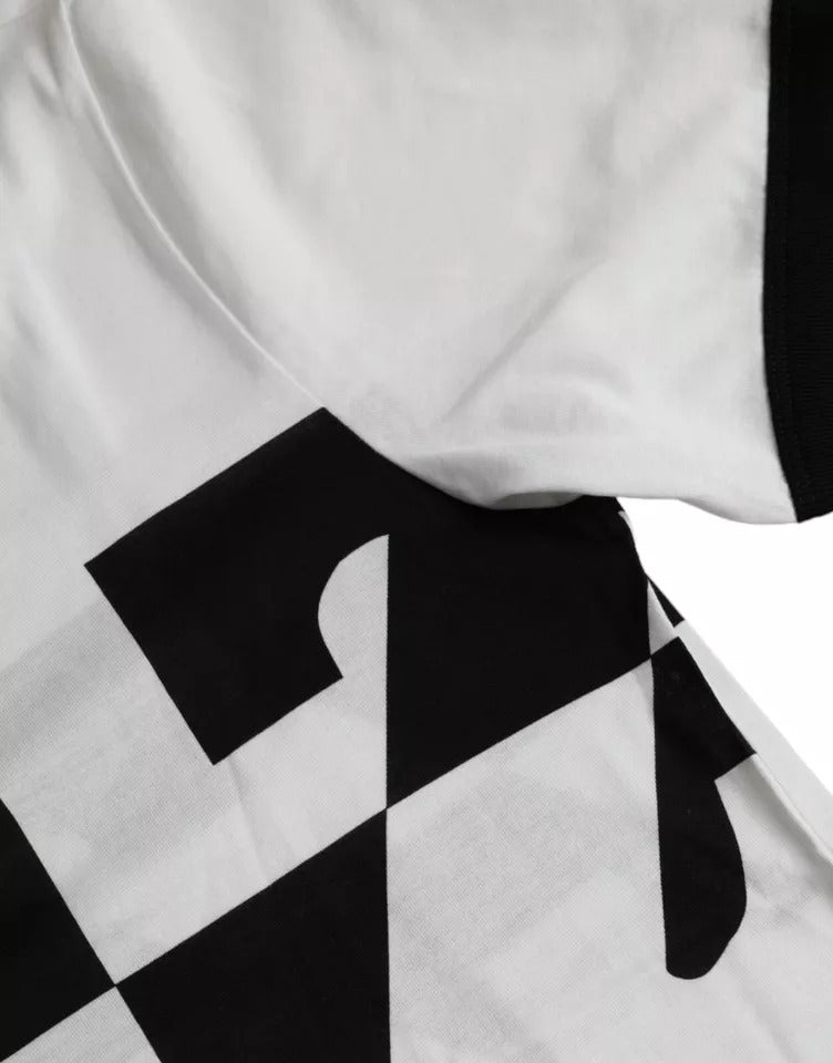 Dolce &amp; Gabbana Black White Jazz Print Cotton Short Sleeves T-shirt by Dolce &amp; Gabbana outlet now on sale
