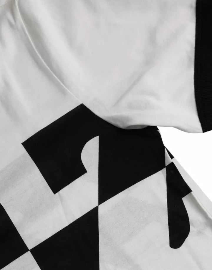 Dolce &amp; Gabbana Black White Jazz Print Cotton Short Sleeves T-shirt by Dolce &amp; Gabbana outlet now on sale