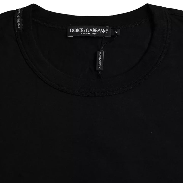 Dolce &amp; Gabbana Black Logo Embossed Cotton Crew Neck T-shirt by Dolce &amp; Gabbana outlet now on sale