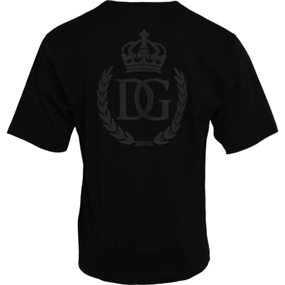 Dolce &amp; Gabbana Black Logo Embossed Cotton Crew Neck T-shirt by Dolce &amp; Gabbana outlet now on sale