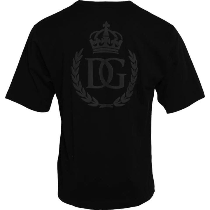 Dolce &amp; Gabbana Black Logo Embossed Cotton Crew Neck T-shirt by Dolce &amp; Gabbana outlet now on sale