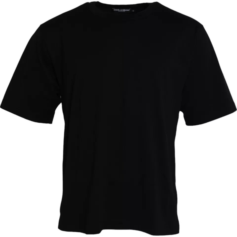 Dolce &amp; Gabbana Black Logo Embossed Cotton Crew Neck T-shirt by Dolce &amp; Gabbana outlet now on sale