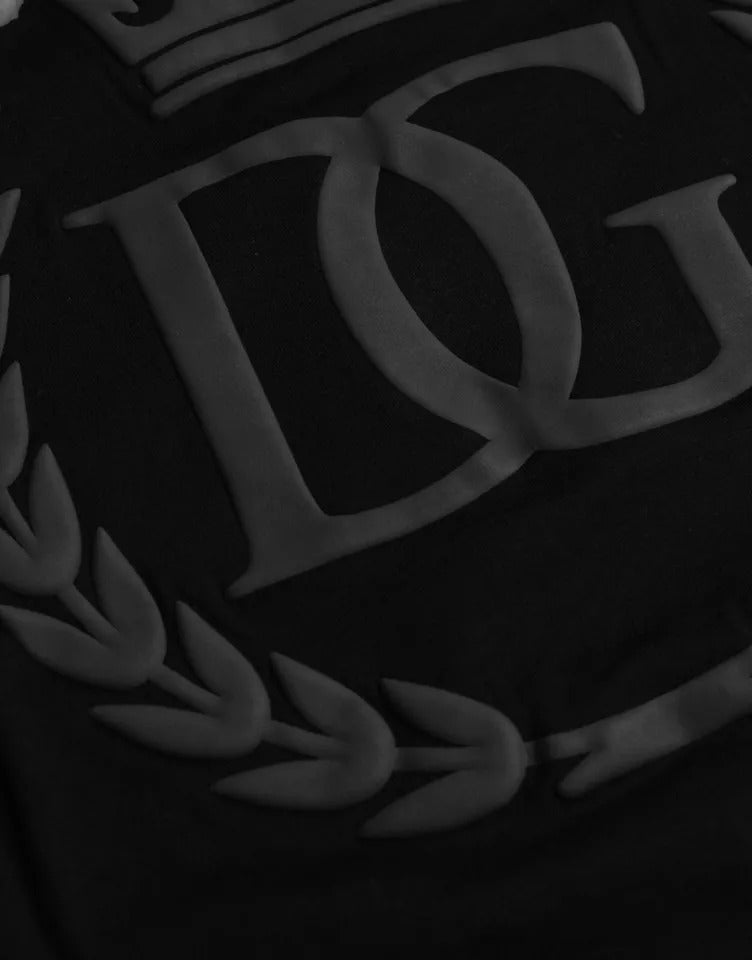 Dolce &amp; Gabbana Black Logo Embossed Cotton Crew Neck T-shirt by Dolce &amp; Gabbana outlet now on sale