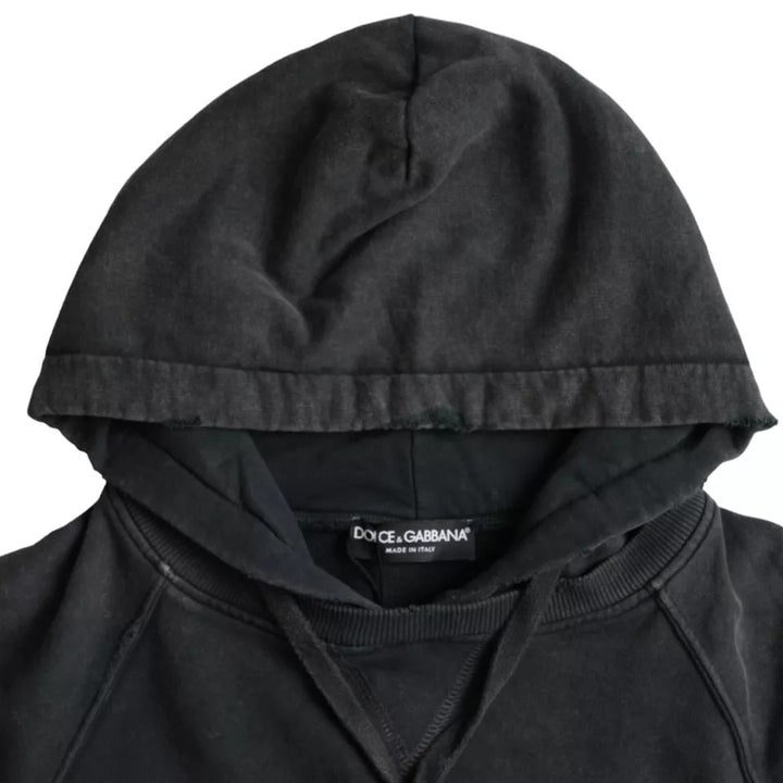 Dolce &amp; Gabbana Black Cotton Hooded Short Sleeves Cropped T-shirt by Dolce &amp; Gabbana outlet now on sale