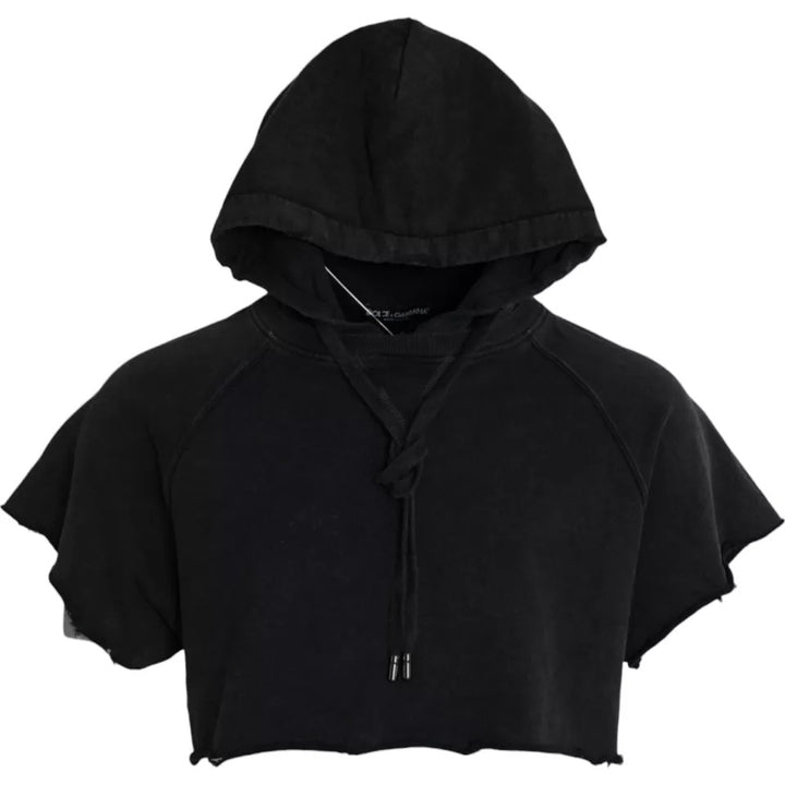 Dolce &amp; Gabbana Sample Sale Dolce &amp; Gabbana Black Cotton Hooded Short Sleeves Cropped T-shirt - | Designer outlet