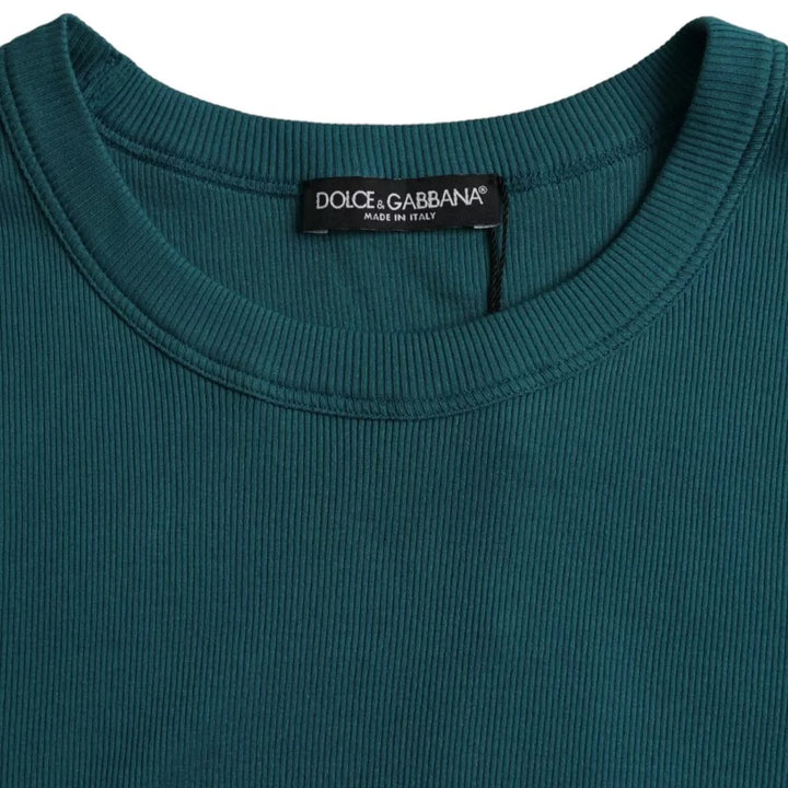 Dolce &amp; Gabbana Sample Sale Dolce &amp; Gabbana Blue Green Cotton Round Neck Short Sleeves T-shirt - | Designer outlet