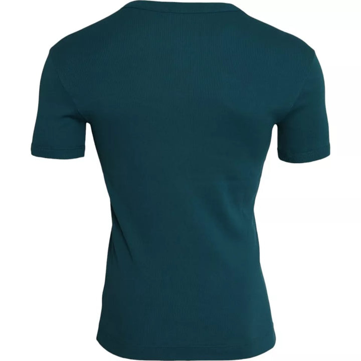 Dolce &amp; Gabbana Sample Sale Dolce &amp; Gabbana Blue Green Cotton Round Neck Short Sleeves T-shirt - | Designer outlet