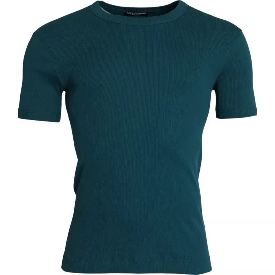 Dolce &amp; Gabbana Sample Sale Dolce &amp; Gabbana Blue Green Cotton Round Neck Short Sleeves T-shirt - | Designer outlet