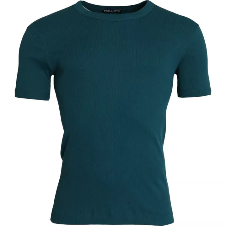Dolce &amp; Gabbana Sample Sale Dolce &amp; Gabbana Blue Green Cotton Round Neck Short Sleeves T-shirt - | Designer outlet