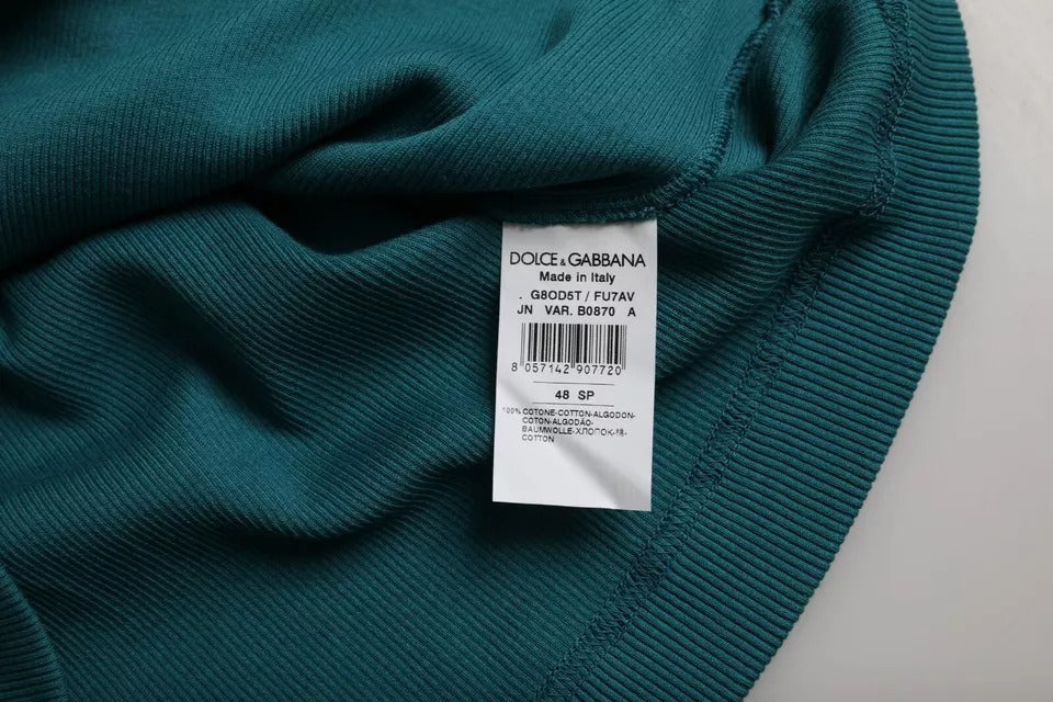 Dolce &amp; Gabbana Sample Sale Dolce &amp; Gabbana Blue Green Cotton Round Neck Short Sleeves T-shirt - | Designer outlet