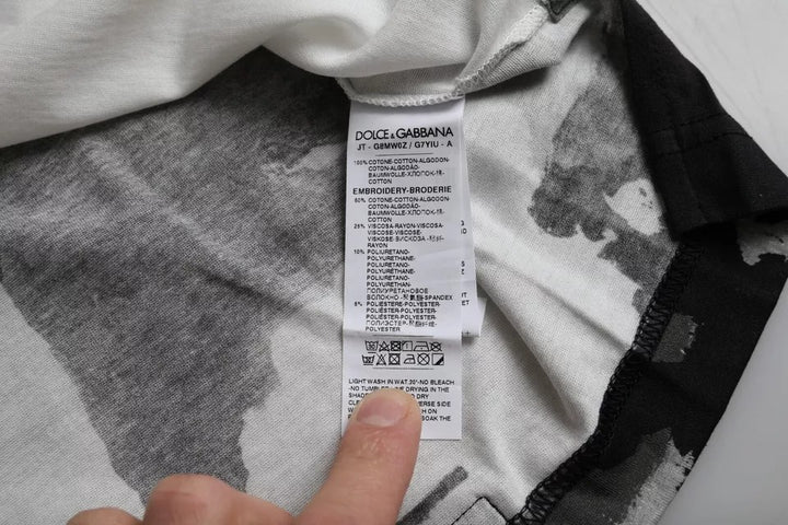Dolce &amp; Gabbana Sample Sale Dolce &amp; Gabbana Black White Camouflage Round Neck T-shirt - | Designer outlet