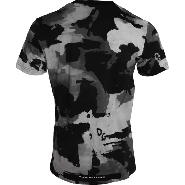 Dolce &amp; Gabbana Sample Sale Dolce &amp; Gabbana Black White Camouflage Round Neck T-shirt - | Designer outlet