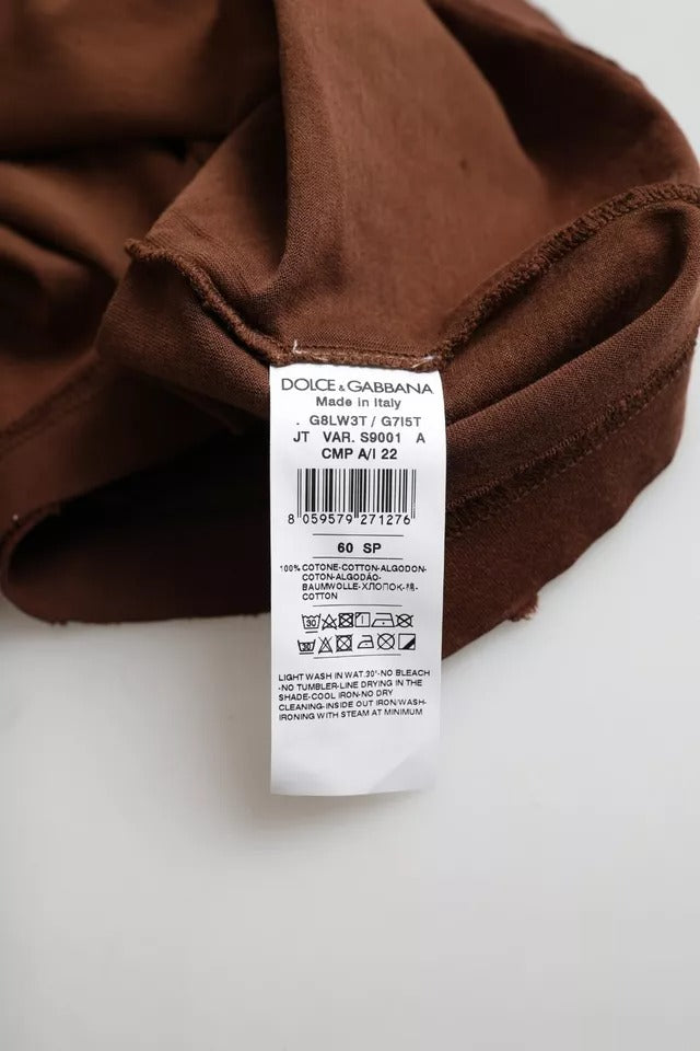Dolce &amp; Gabbana Brown Color Splash Cotton Crew Neck T-shirt by Dolce &amp; Gabbana outlet now on sale