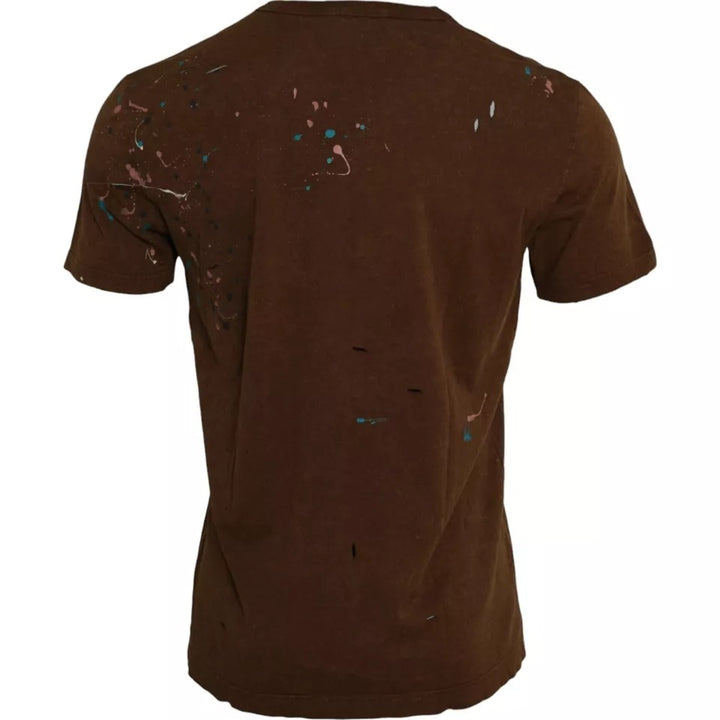 Dolce &amp; Gabbana Brown Color Splash Cotton Crew Neck T-shirt by Dolce &amp; Gabbana outlet now on sale