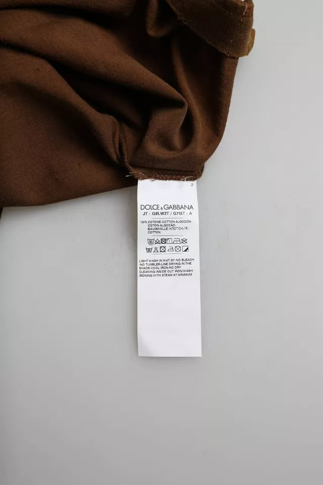 Dolce &amp; Gabbana Brown Color Splash Cotton Crew Neck T-shirt by Dolce &amp; Gabbana outlet now on sale