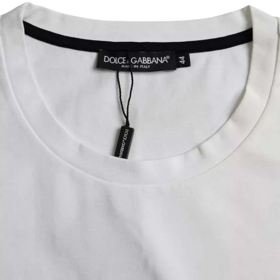 Dolce &amp; Gabbana White Red Lips Print Cotton Men T-shirt by Dolce &amp; Gabbana outlet now on sale