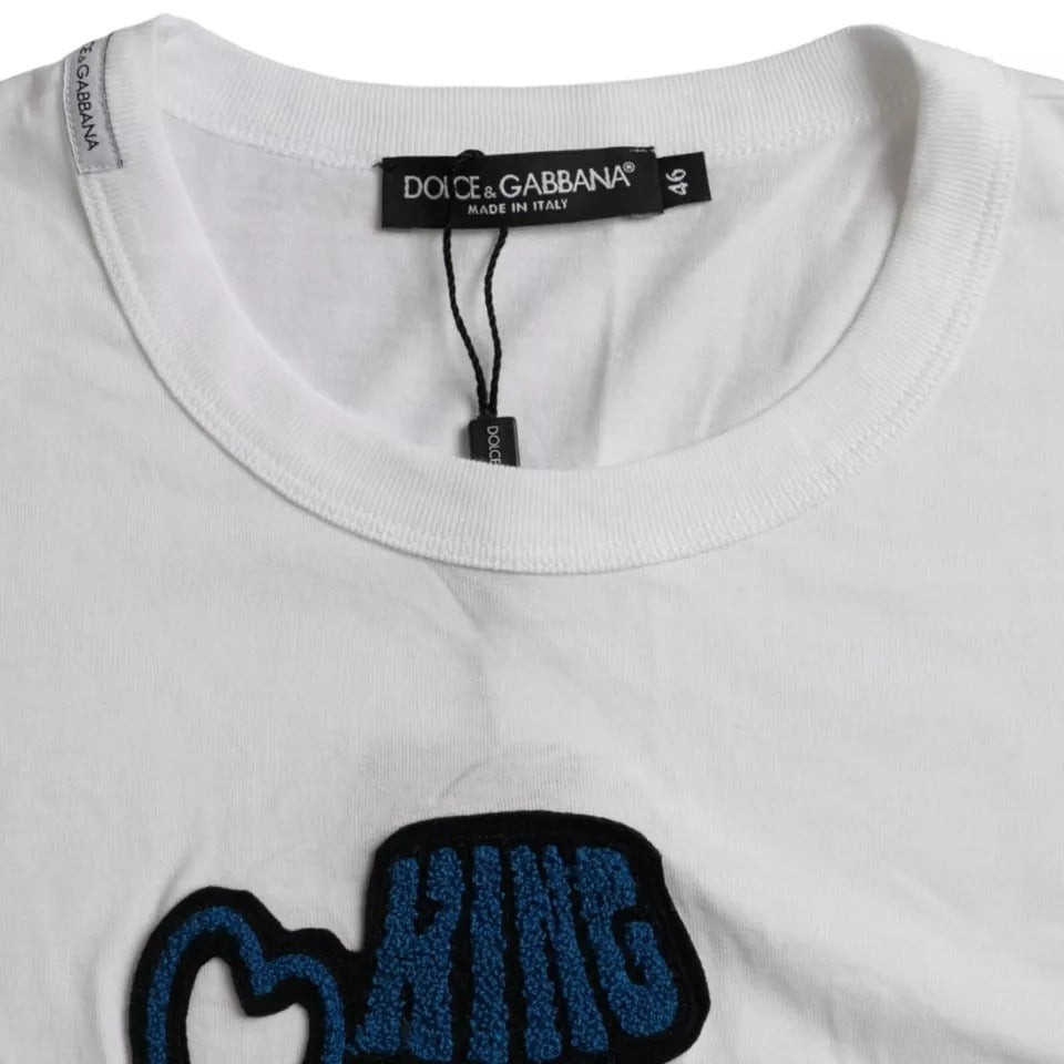 Dolce &amp; Gabbana White King Of Love Round Neck Short Sleeves T-shirt by Dolce &amp; Gabbana outlet now on sale