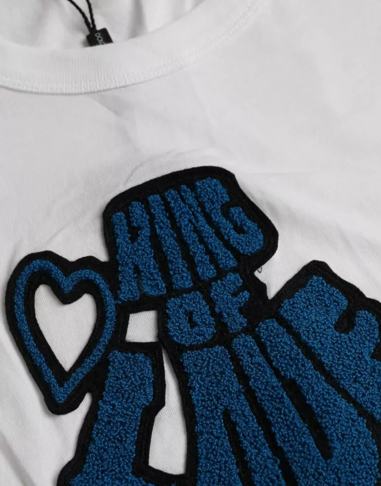 Dolce &amp; Gabbana White King Of Love Round Neck Short Sleeves T-shirt by Dolce &amp; Gabbana outlet now on sale