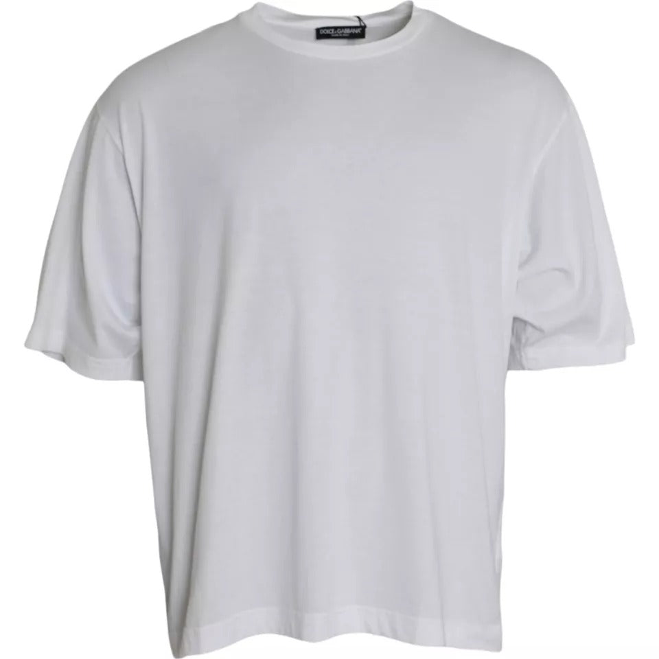 Dolce &amp; Gabbana White Cotton Round Neck Short Sleeve T-shirt by Dolce &amp; Gabbana outlet now on sale