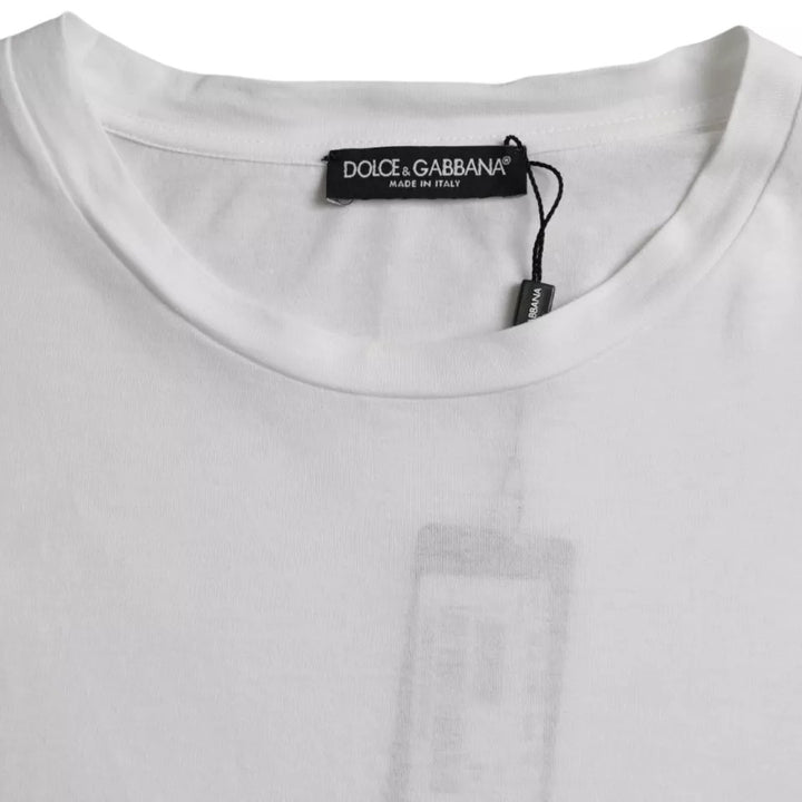 Dolce &amp; Gabbana White Cotton Round Neck Short Sleeve T-shirt by Dolce &amp; Gabbana outlet now on sale