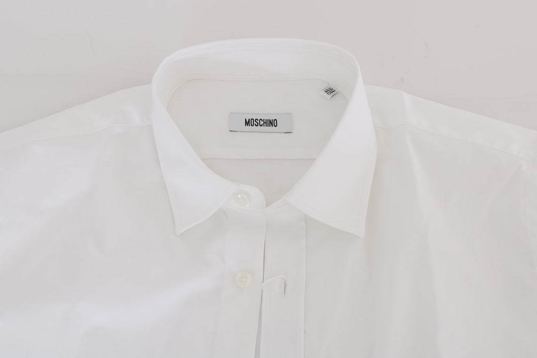 Moschino Elegant White Slim-Fit Cotton Shirt