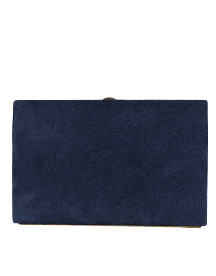 Dolce & Gabbana - Dolce & Gabbana Blue Suede Gold Frame Clutch Evening Party Purse Bag - BAG1526 - Ask Me Wear