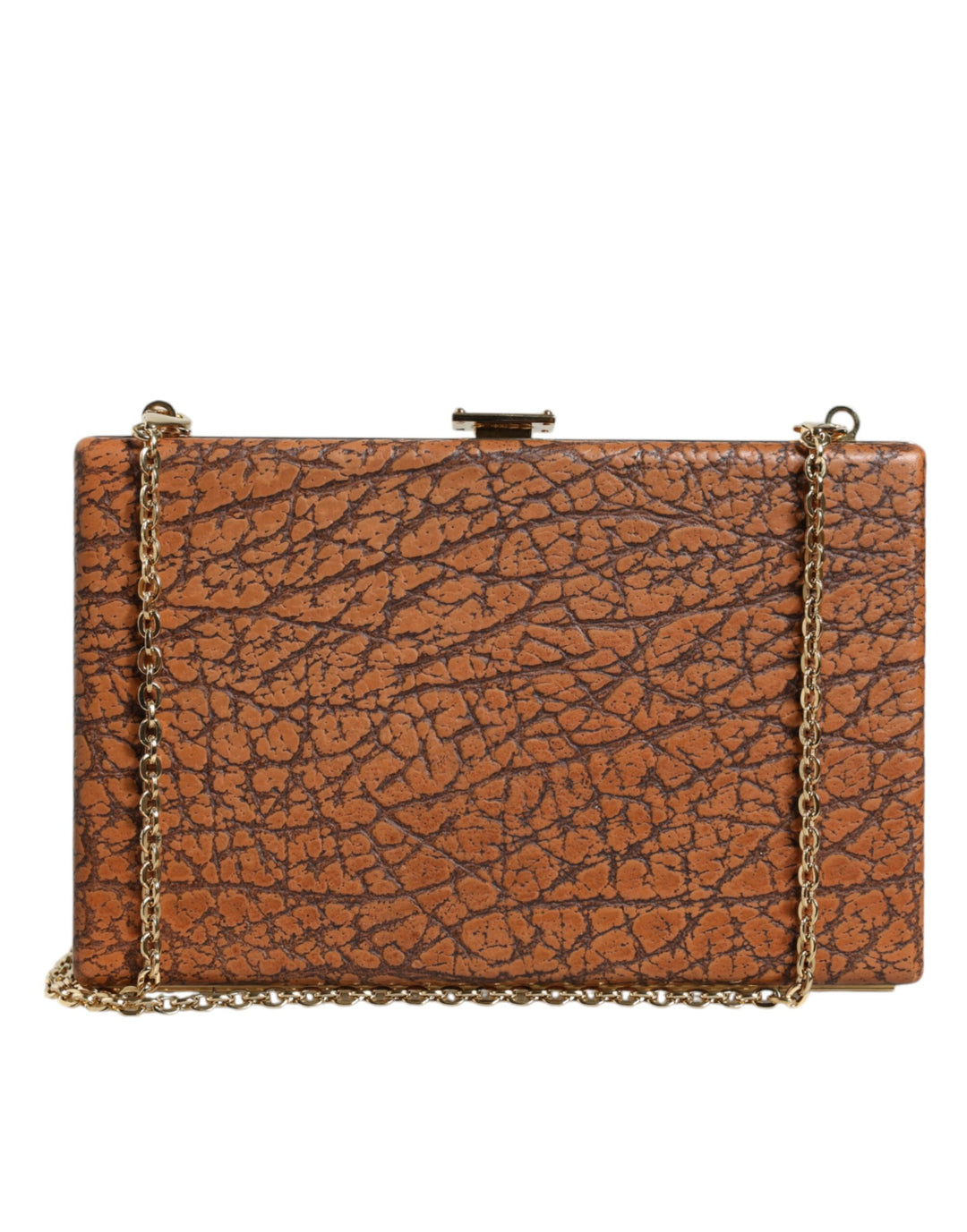 Dolce & Gabbana - Dolce & Gabbana Brown Leather Gold Frame Clutch Mini Crossbody Bag - BAG1528 - Ask Me Wear