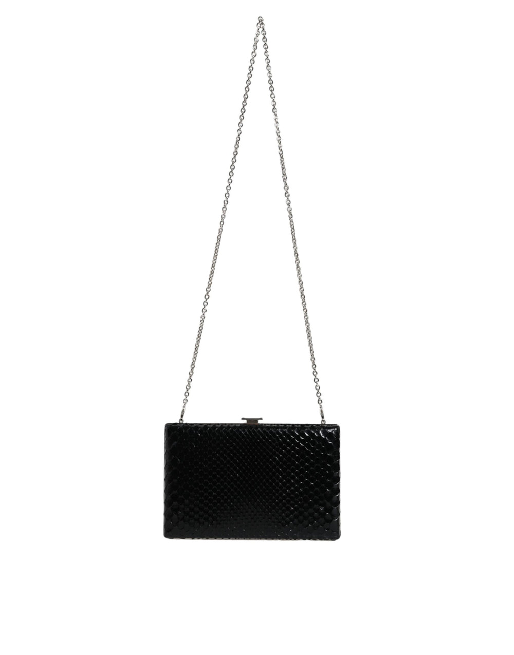 Dolce & Gabbana - Dolce & Gabbana Black Leather Silver Frame Clutch Mini Crossbody Bag - BAG1533 - Ask Me Wear