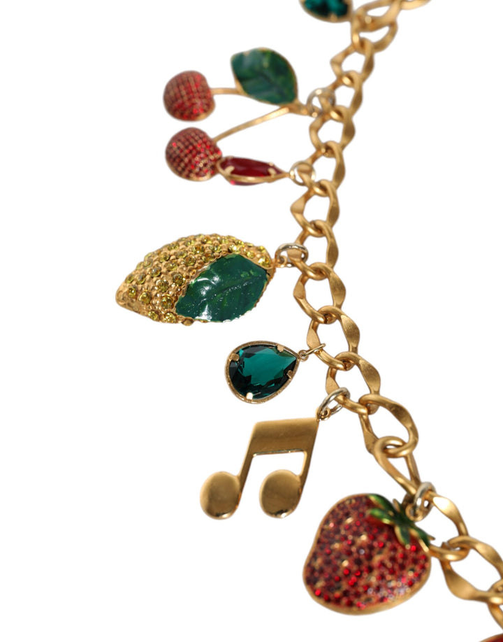 Dolce & Gabbana - Dolce & Gabbana Gold Tone Brass Fruity Crystal Embellished Waist Chain Belt - SMY10409 - M - Ask Me Wear