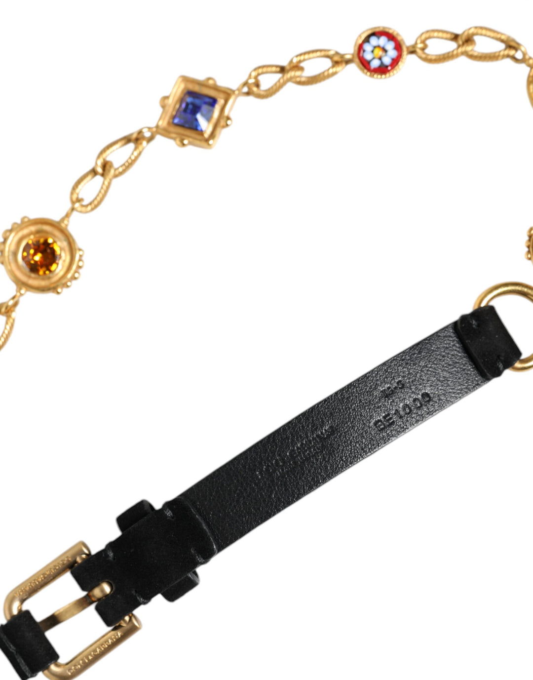 Dolce & Gabbana - Dolce & Gabbana Black Leather Gold Brass Crystal Chain Waist Belt - SMY10412 - S - Ask Me Wear