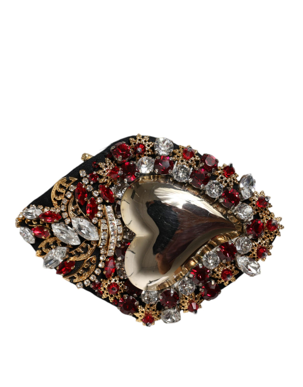 Dolce & Gabbana - Dolce & Gabbana Gold Tone Brass Sacred Heart Crystal Embellished Brooch - SMY10371 - Ask Me Wear