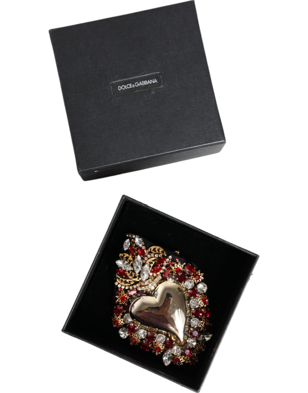 Dolce & Gabbana - Dolce & Gabbana Gold Tone Brass Sacred Heart Crystal Embellished Brooch - SMY10371 - Ask Me Wear