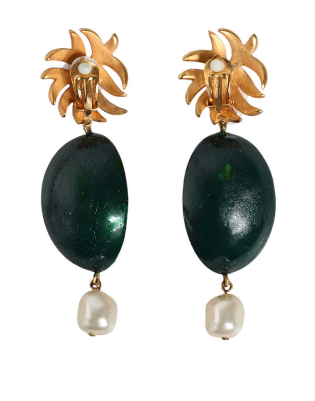 Dolce & Gabbana - Dolce & Gabbana Red Watermelon Gold Brass Crystal Clip Dangling Earrings - SMY10417 - Ask Me Wear