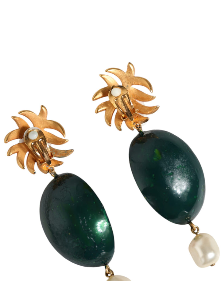 Dolce & Gabbana - Dolce & Gabbana Red Watermelon Gold Brass Crystal Clip Dangling Earrings - SMY10417 - Ask Me Wear