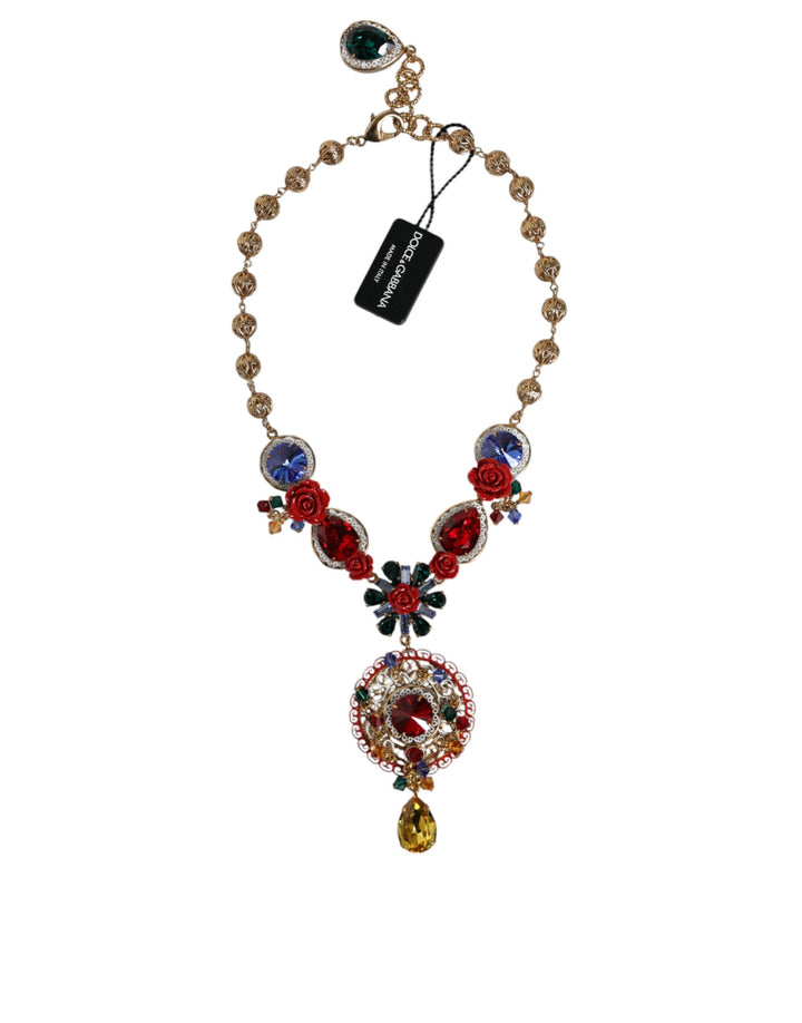 Dolce & Gabbana - Dolce & Gabbana Gold Tone Brass Embellished Ball Chain Statement Necklace - SMY10345 - Ask Me Wear