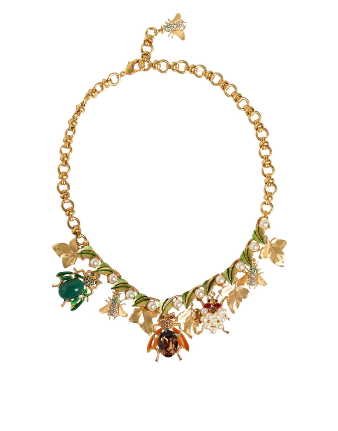 Dolce & Gabbana - Dolce & Gabbana Gold Brass Crystal Bug Charm Pendant Statement Necklace - SMY10351 - Ask Me Wear