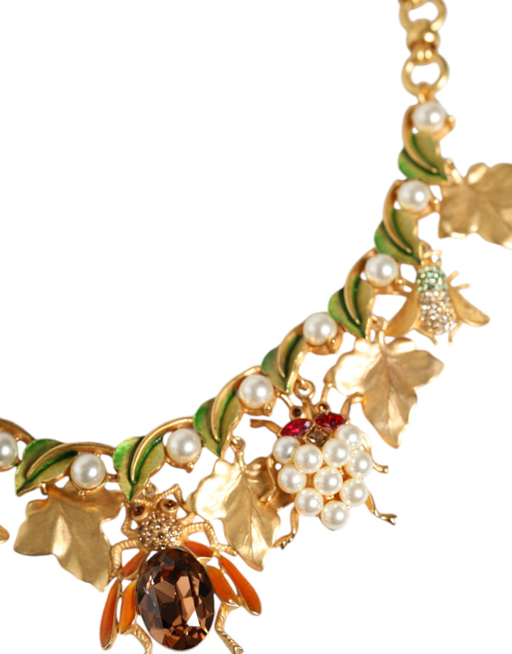 Dolce & Gabbana - Dolce & Gabbana Gold Brass Crystal Bug Charm Pendant Statement Necklace - SMY10351 - Ask Me Wear