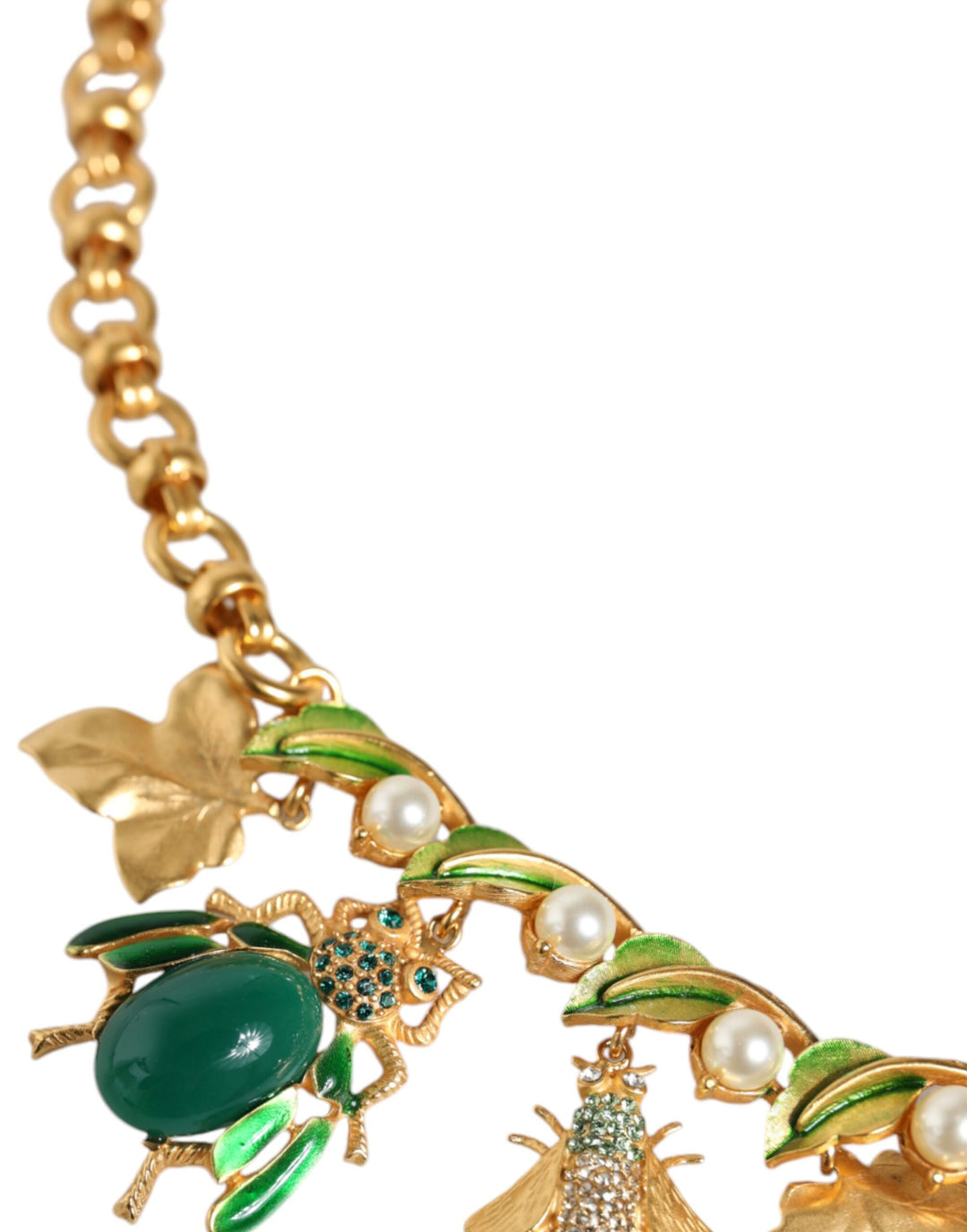 Dolce & Gabbana - Dolce & Gabbana Gold Brass Crystal Bug Charm Pendant Statement Necklace - SMY10351 - Ask Me Wear