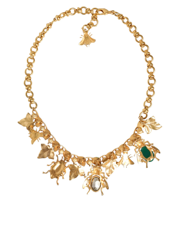 Dolce & Gabbana - Dolce & Gabbana Gold Brass Crystal Bug Charm Pendant Statement Necklace - SMY10351 - Ask Me Wear