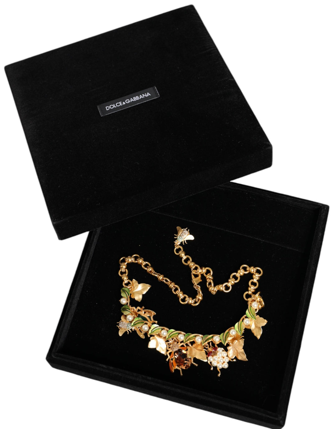 Dolce & Gabbana - Dolce & Gabbana Gold Brass Crystal Bug Charm Pendant Statement Necklace - SMY10351 - Ask Me Wear