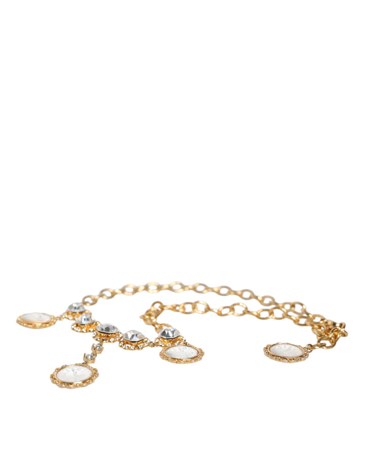 Dolce & Gabbana - Dolce & Gabbana Gold Chain Brass Crystal Clock Statement Necklace - SMY10353 - Ask Me Wear