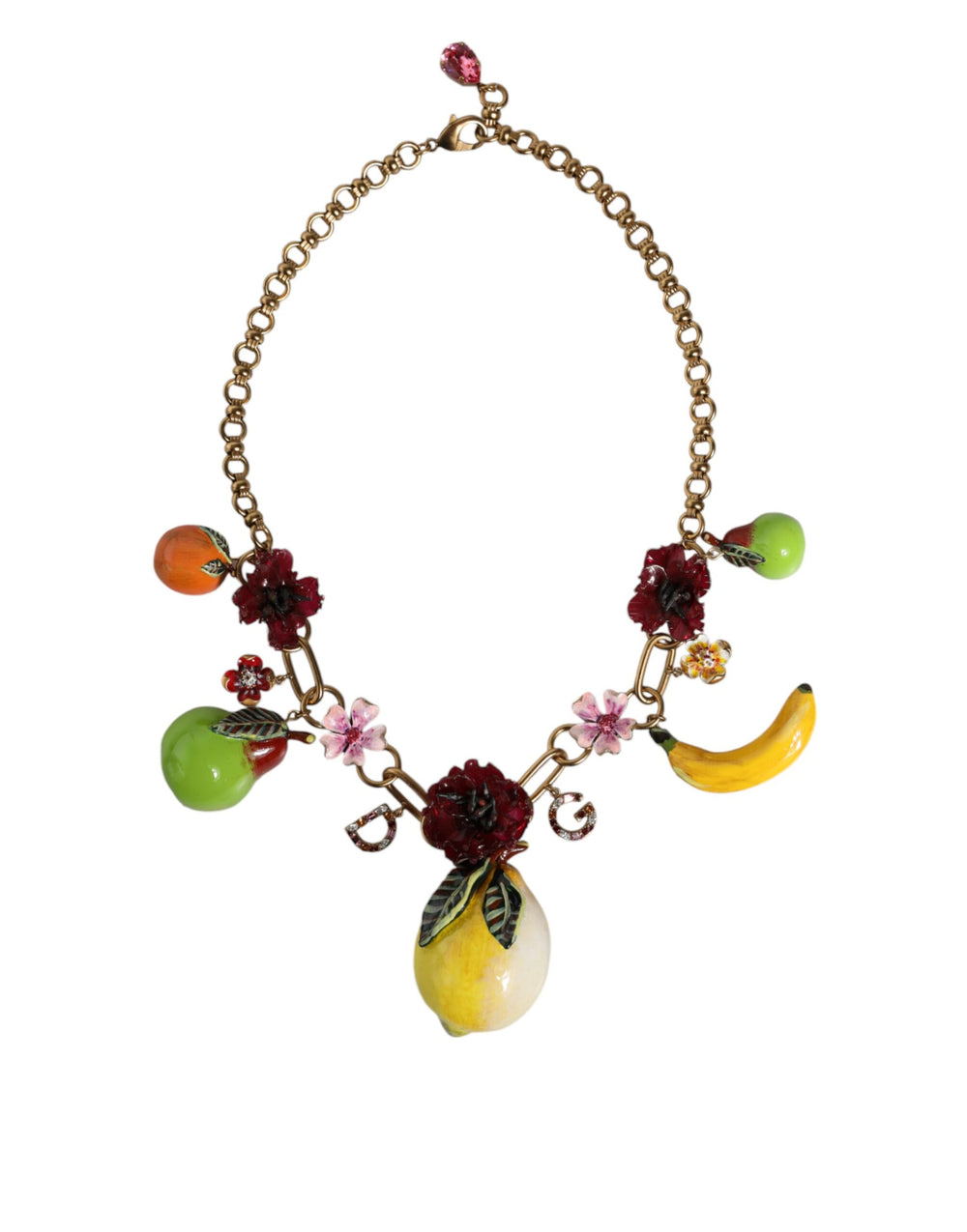 Dolce & Gabbana - Dolce & Gabbana Gold Brass FRUIT Pendants Flowers Crystal Logo Necklace - SMY10357 - Ask Me Wear