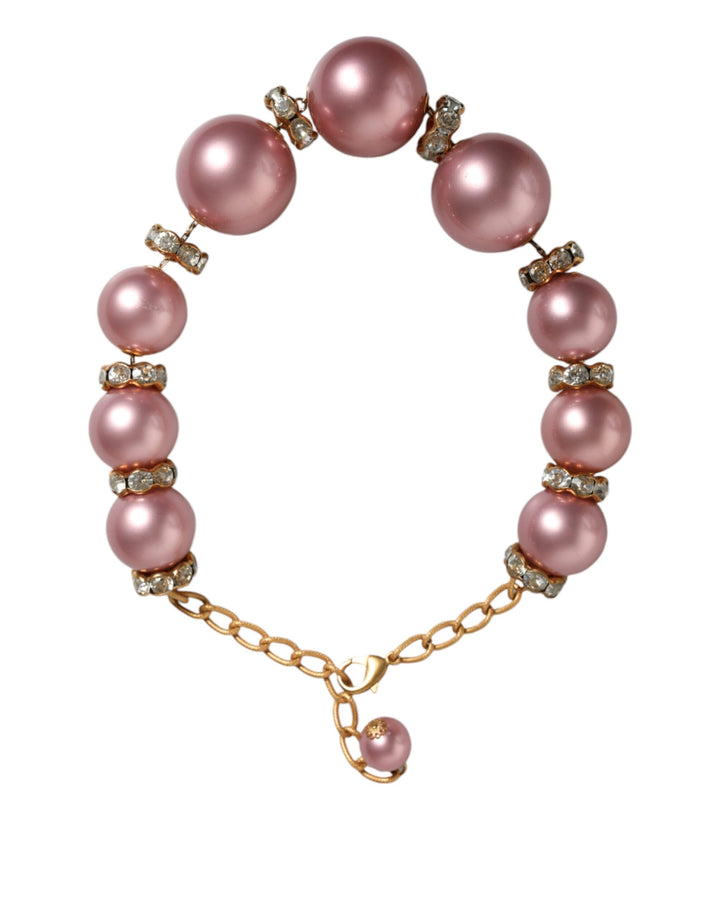 Dolce & Gabbana - Dolce & Gabbana Pink Maxi Faux Pearl Beads Crystals Gold Chain Necklace - SMY10360 - Ask Me Wear