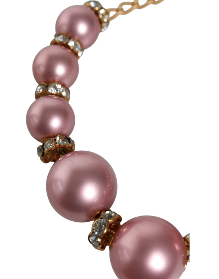 Dolce & Gabbana - Dolce & Gabbana Pink Maxi Faux Pearl Beads Crystals Gold Chain Necklace - SMY10360 - Ask Me Wear