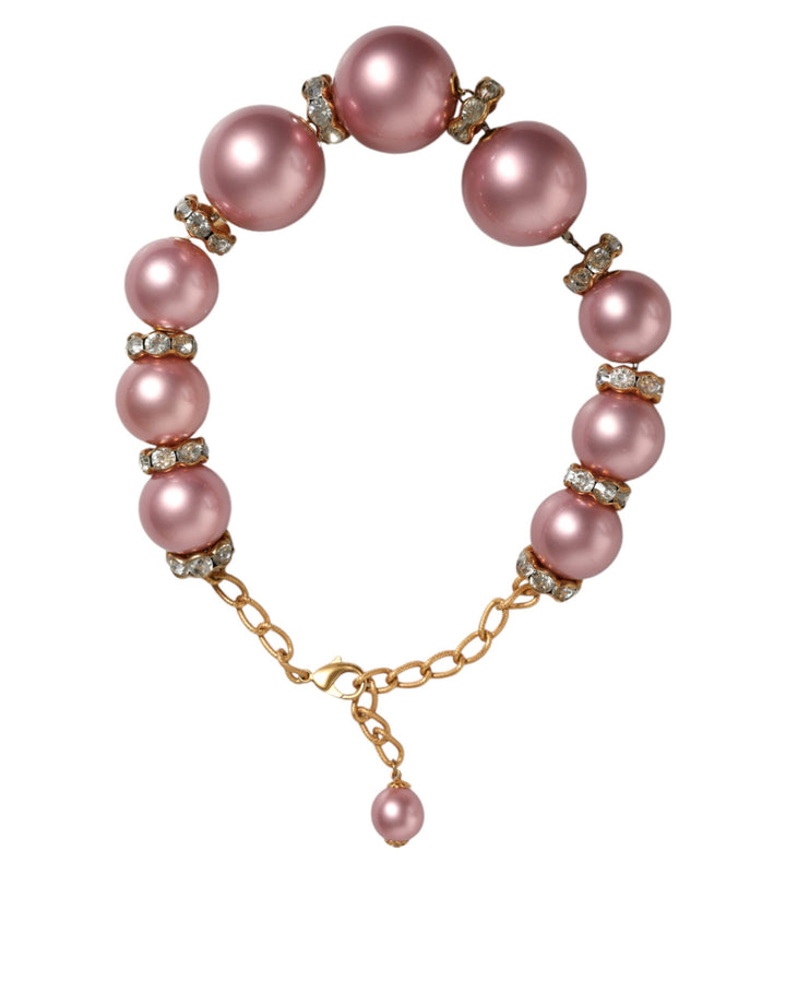 Dolce & Gabbana - Dolce & Gabbana Pink Maxi Faux Pearl Beads Crystals Gold Chain Necklace - SMY10360 - Ask Me Wear